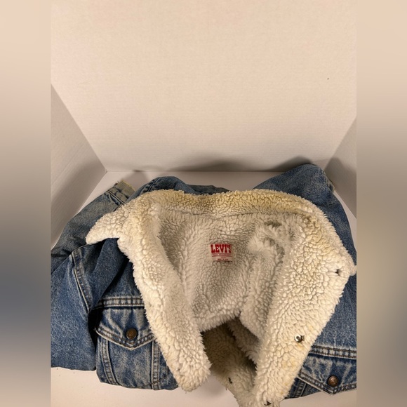 Vintage Levis San Francisco Denim Jean Trucker Jacket Size 50 R Sherpa Lined USA - Picture 5 of 13